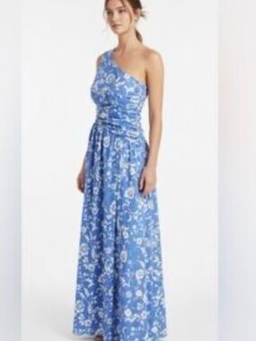 Abercrombie & Fitch One-Shoulder Blue Floral Maxi Dress